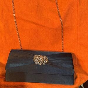 NWOT Chic Blue Evening Clutch with Jeweled Accent